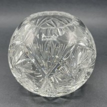 Cut Glass Crystal Rose Bowl Vase Gorgeous Fan Star Design 5&quot; Round Starb... - $60.00