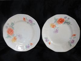 Vintage Atlas Globe China Co Cambridge Ivory Floral Dinner Plates (2pcs) - £21.49 GBP