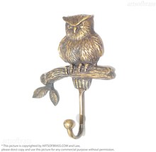 7.48&quot; Solid Brass Owl on the Tree Wall Hook | Decorative Owl Wall Mount - $45.00