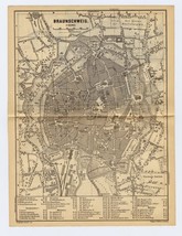 1890 Original Antique City Map Of Braunschweig Hildesheim Germany - £16.94 GBP
