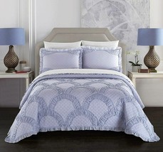 Chic Home Finna 1 Piece Quilt Coverlet 100% Cotton Fish Scale Pattern St... - £79.12 GBP