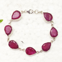 925 Sterling Silver Natural Ruby Bracelet Handmade Jewelry Birthstone Bracelet - £30.75 GBP+