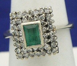 Emerald Solitare 1/2ct Diamond Ring REAL SOLID 18k White GOLD 5.7g Size 8 - £1,763.05 GBP
