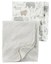 2-Pack Babysoft Swaddle Blankets Cotton Gray White Brown Animal Dog Turtle Fox - £38.75 GBP
