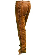 Men&#39;s Real Native American Handmade Cowboy Style Buck Skin Leather Chap ... - $118.79