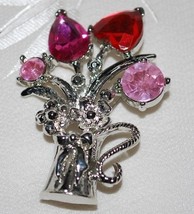 Pink Crystal &amp; Silver Brooch - $3.95