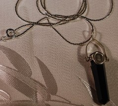 925 Sterling Silver Black Onyx Crystal Point Natural Energy - $16.95