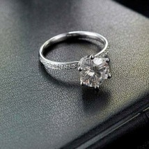 Solid 14K White Gold 2.15Ct Round Cut Simulated Diamond Engagement Ring Size 5 - £191.56 GBP