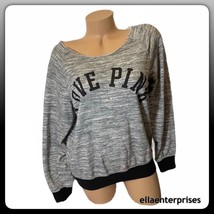 Victoria&#39;s Secret Pink Gray Marl Black Slouchy Crew Sweater - Small - £43.25 GBP