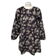 Universal Thread Mini Dress Black Charcoal Floral Side Pockets Small - £10.11 GBP