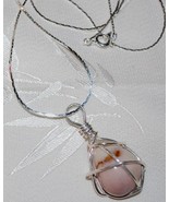 S925 Silver Wire Wrapped Light Pink Opal Chunk Pendant  - £15.76 GBP