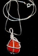 S925 Silver Wire Wrapped Red Jasper Chunk Pendant  - £15.94 GBP