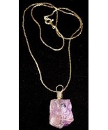 Amethyst Wire Wrapped Rough Cut Chunk Necklace - £7.81 GBP