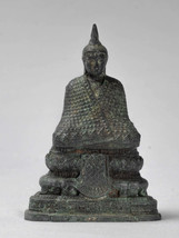 Antik Thai Stil Bronze Sitzender Meditation Winter Buddha Statue - 12.5cm/12.7cm - $284.89