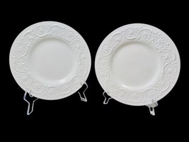 Wedgwood Patrician Vintage 1930&#39;s Set Of 2 Cream Embossed Floral Dinner ... - $49.95