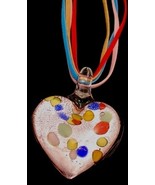 Large Shiny Pink Heart &amp; Suede Necklace - £7.07 GBP