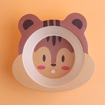 Unbreakable Bowls Cartoon Antislip Baby Utensils Safe Bamboo Fiber Baby Dinnerwa - £9.64 GBP