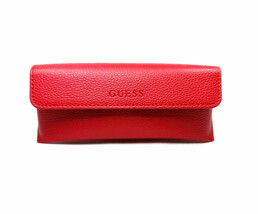 GUESS Red Faux Leather Eyeglasses Sunglasses Semi Hard Case EUC - $10.84