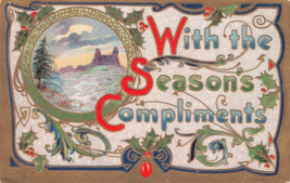 Antique Postcard With the Season&#39;s Compliments  Embossed - £2.65 GBP