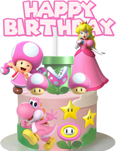 Princess Peach Party Decoration Cake Topper, 14Pcs Perfect Party Supplies for Pr - £17.04 GBP