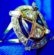 Diamond Sapphire Deco Gatsby style Engagement Ring Vintage Statement 18k Gold - $5,057.14 CAD