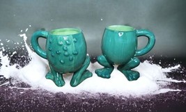 Vintage GANZ Bella Casa Figural Green Frog Legs 5&quot; Coffee Tea Mug Cup Set of 2 - £27.36 GBP