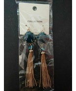 Mia Collections 4&quot; Blue Tassel Earrings New In Package - £4.71 GBP