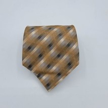 Mens Necktie New No Tags 100% Silk, Tan And Grey Geometric Size 57.5 By 4 Inch - £5.49 GBP