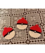 Handmade Needlepoint 3 Pokemon Pokeball Key Chains Unique 3 Inch Brand New - £8.68 GBP