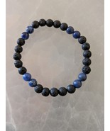 Sodalite and Lava rock 6mm. bead stretch bracelet size 6.5in. - $25.23 CAD