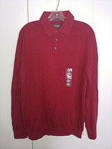 ST. JOHN&#39;S BAY MEN&#39;S LS DK RED POLO SHIRT-M-DEEP WINE-NWT-$42-FINE GAUGE... - $13.99