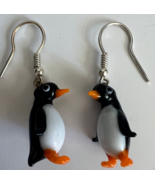 New Collection!! Murano Glass Handmade Penguin & 925 Sterling Silver Earrings - $27.96