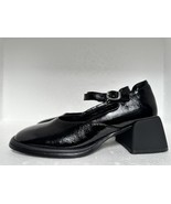Vagabond Ansie Black Crinkled Patent Leather Block Heel Mary Jane Shoes US7 EU37 - $109.00