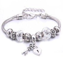 Charm Bracelet &amp; Bangles Jewelry white butterfly Crown Beads Bracelets Brands Br - £10.33 GBP