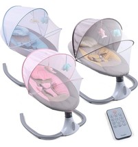 3-Color Baby Electric Rocking Chair, Portable Swing Cradle Bouncer Rocke... - $74.25