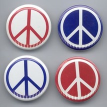 PEACE SIGN PINBACK BUTTONS 4 DIFFERENT 1980&#39;s - £6.35 GBP