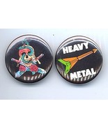 HEAVY METAL Pinback Buttons 2 Different 1982-83 - £6.37 GBP