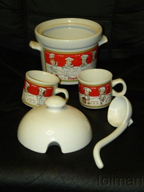 Campbell's Soup covered tureen ladle and 2 mugs 2001 - $25.00