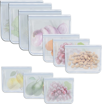 RLAVBL Freezer Bags Reusable Food Storage Bags for Vegetable, Liquid, Sn... - $22.51