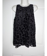 Ann Taylor Sleeveless Black Velvet Leopard design Lined Tunic Top Blouse... - $15.19