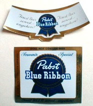PABST BLUE RIBBON BEER 1955 ONE BOTTLE &amp; ONE NECK LABEL - $4.98