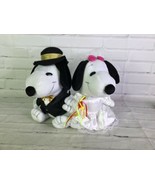 Peanuts Snoopy &amp; Belle Wedding Bride Groom Plush Stuffed Dolls Tuxedo Dress - $86.63