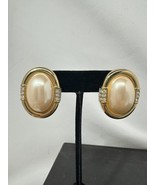 Vintage Givenchy Earrings Stud Faux Pearl And Crystals Diamond Topaz Col... - $88.52 CAD