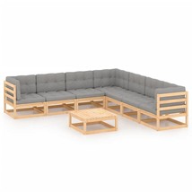  Garden Lounge Set Natural pine, Grey cushions - $19,900.66 MXN