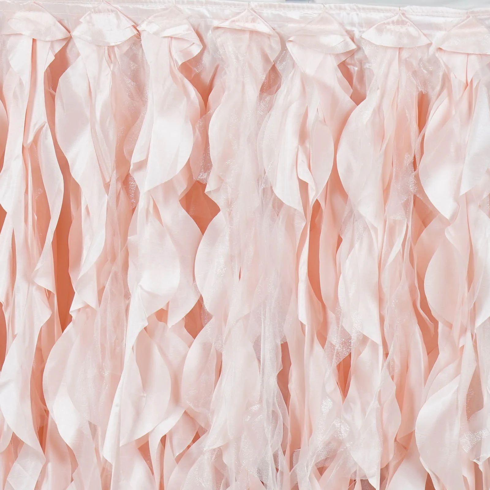21FT - Blush - Table Skirt Table Covers Enchanting Curly Willow Taffeta - £110.61 GBP
