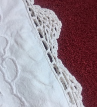 Vintage 30s white Richelieu Pillowcase with hand crocheted edge image 4