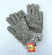 New Womens Winter Warm Diamond Knit Glove with Cozy lining Thick Soft Gray - £8.92 GBP