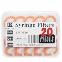 Syringe Filter Ptfe Filtration, 25Mm Diameter 0.22Um, Pack Of 20, 0.22Μm, Ptfe - $29.98