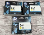 Lot Of 3 NEW Genuine HP 564 Yellow Printer Ink Cartridge CB320WN OEM Exp... - $21.73