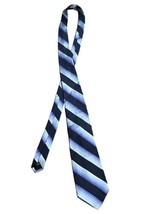 Express Necktie Blue Silver Black Striped NEW Silk Men&#39;s Tie Classic Nec... - £7.83 GBP